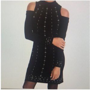 BHWM Open Shoulder Long Sleeve Black Dress